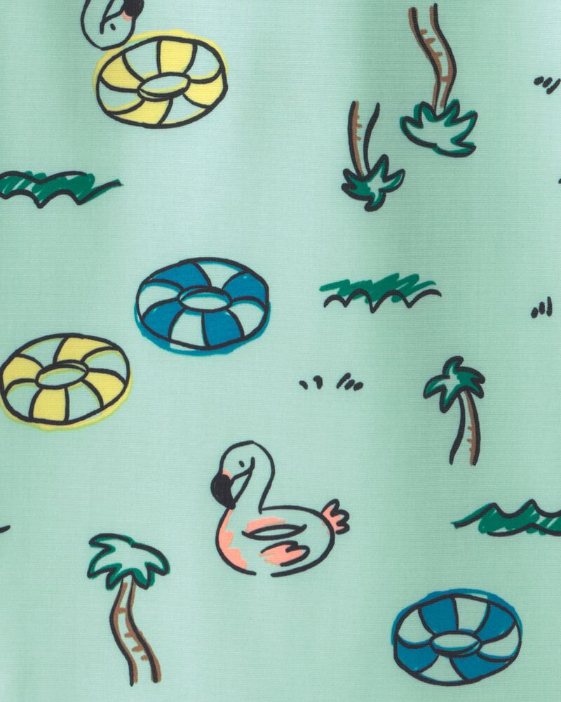 B&eacute;b&eacute; gar&ccedil;on - Maillot de bain dermoprotecteur 1 pi&egrave;ce &agrave; manches longues &agrave; motif vacances - Vert, image 4 sur 4 diapositives
