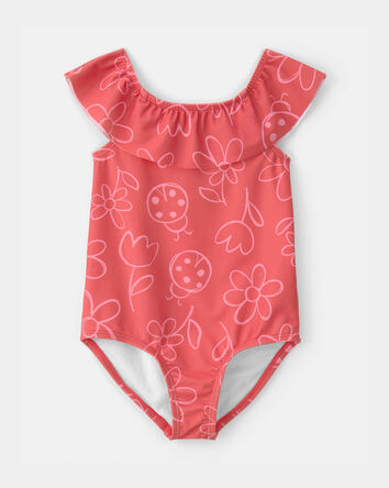 Toddler Girl  Girl Floral 1-Piece Swimsuit - Red, 