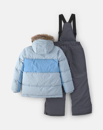 Boys Puffer 2 Piece Snowsuit- Grey, 