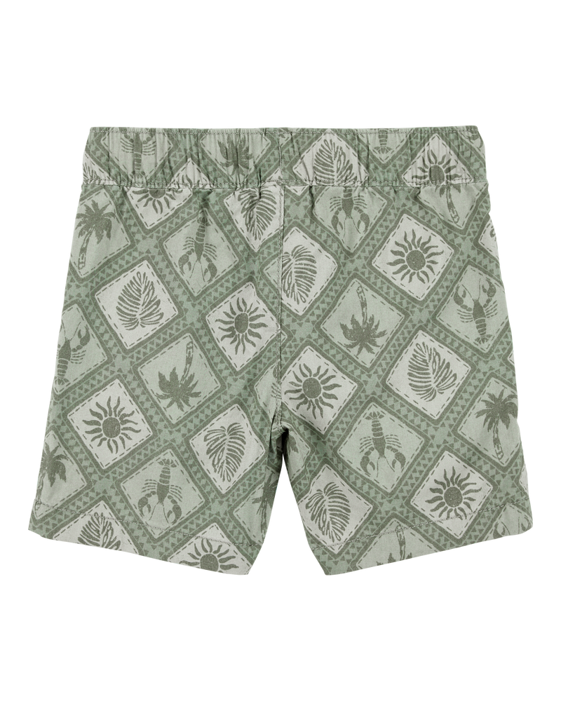 Toddler Tile Print Drawstring Shorts - Green, image 4 of 6 slides