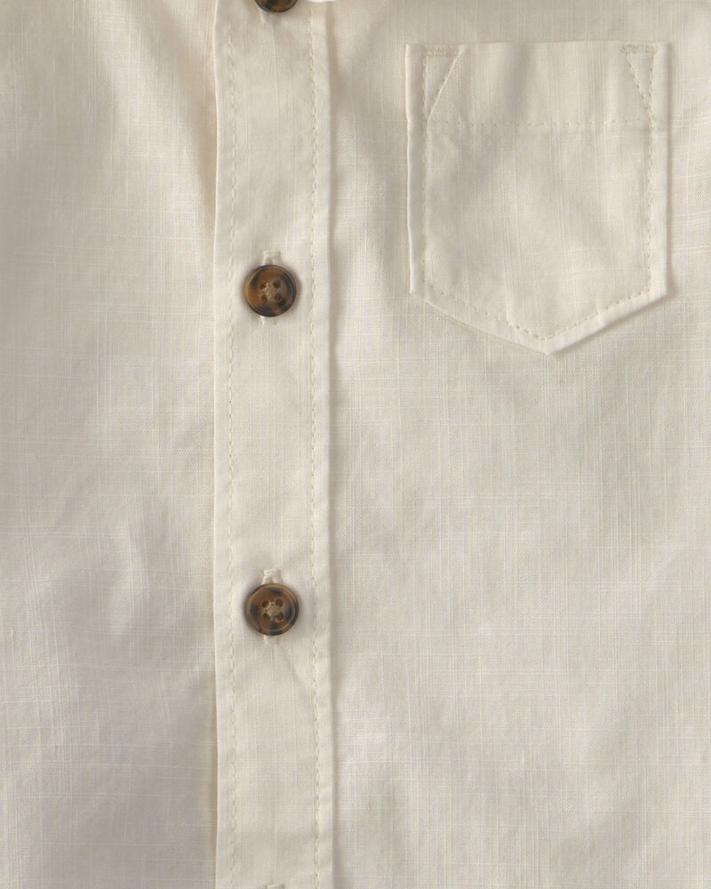 Baby Boy 2-Piece Chambray Button-Down Shirt & Short Set - Ivory/Brown, image 2 of 4 slides