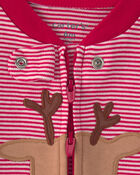 B&eacute;b&eacute; - Grenouill&egrave;re 100 % coton avec fermeture &agrave; glissi&egrave;re double sens &agrave; motif renne &ndash; Rouge, image 3 sur 4 diapositives
