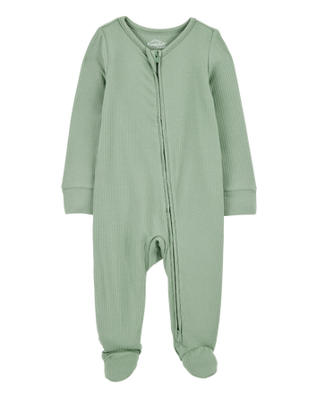 Baby Zip-Up PurelySoft Sleeper Pyjamas - Olive, 