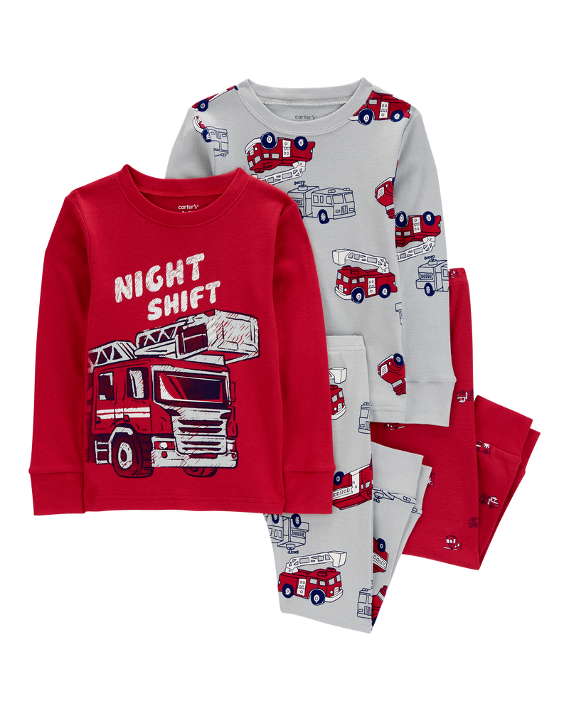 Baby 4-Piece Firetruck 100% Snug Fit Cotton Pyjamas, image 1 of 4 slides