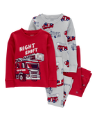 Baby 4-Piece Firetruck 100% Snug Fit Cotton Pyjamas, image 1 of 4 slides