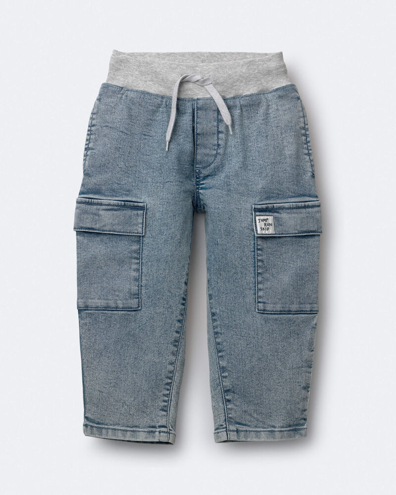Toddler Boy Cargo Pant in Avenue Wash - Heather Grey/Blue, image 2 of 7 slides