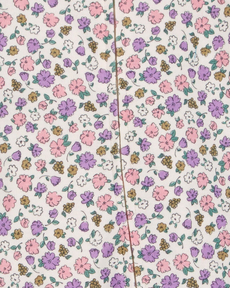 Baby Floral 2-Way Zip Cotton Sleeper Pyjamas, image 2 of 4 slides