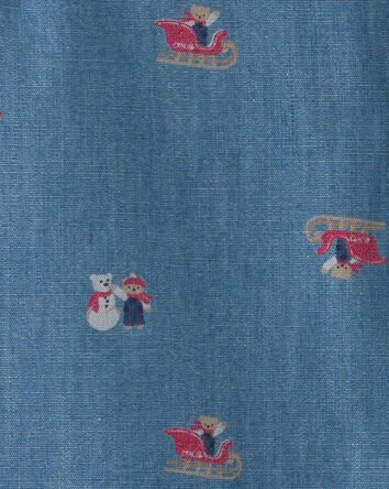 Toddler Boy Snowman Button-Down Shirt - Medium Wash, 