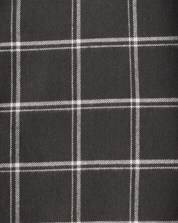 Boys Plaid Cotton Long-Sleeve Button-Down Shirt - Black, 