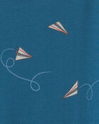 Boys Paper Airplane 100% Cotton 2-Piece Pyjama Set - Navy Blue, image 2 of 3 slides