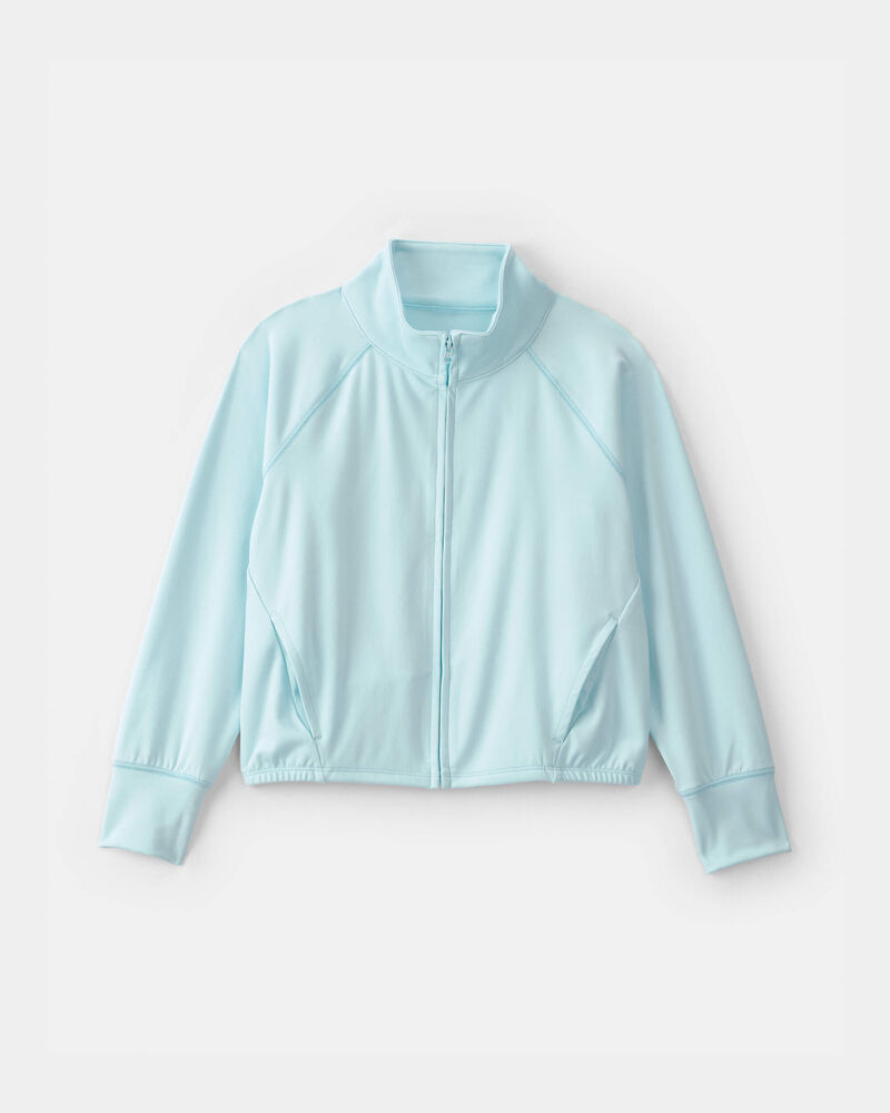 Girls Solid Active Zip-Up Jacket - Blue, image 1 of 3 slides