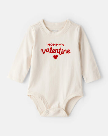 Baby Boy Mommy's Valentine Long-Sleeve Graphic Bodysuit - Cream, 