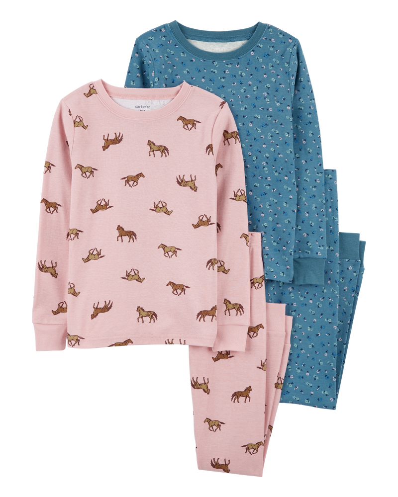 Kid 4-Piece Horse 100% Snug Fit Cotton Pyjamas, image 1 of 4 slides