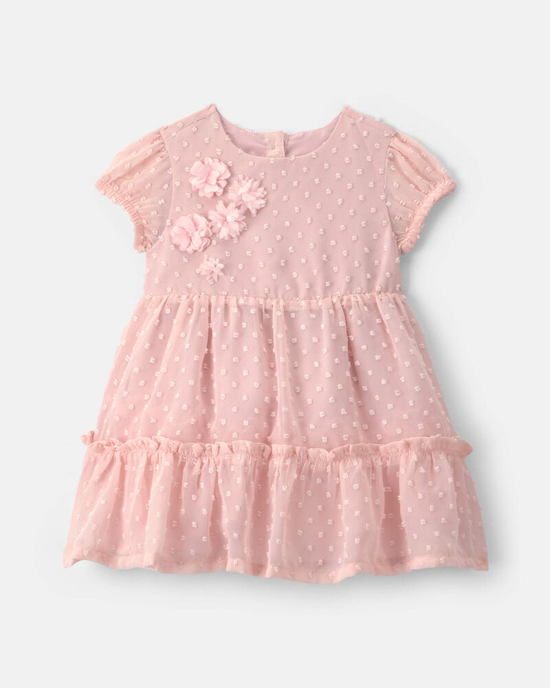 Baby Girl Swiss Dot Occasion Dress - Pink, image 1 of 5 slides