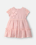 Baby Girl Swiss Dot Occasion Dress - Pink, image 1 of 5 slides