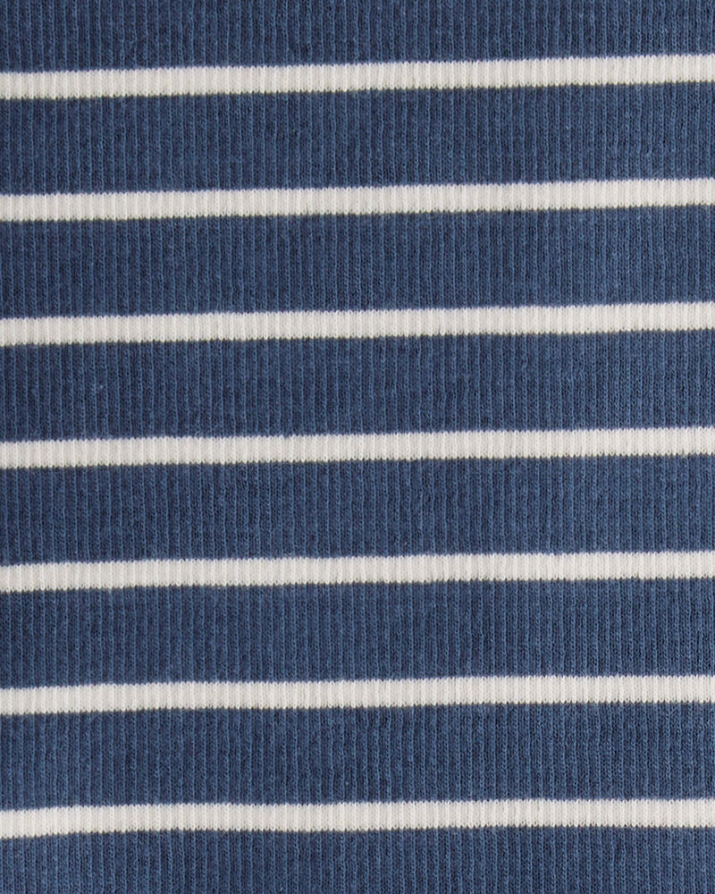 Bébé - Ensemble pyjama en coton biologique à rayures - Bleu, image 3 sur 4 diapositives