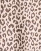Baby Girl Leopard Fleece Long-Sleeve Loose Fit 1-Piece pyjamas - Brown, image 3 of 5 slides