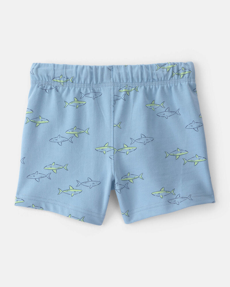 Toddler Boy Shark French Terry Shorts - Blue, image 2 of 4 slides