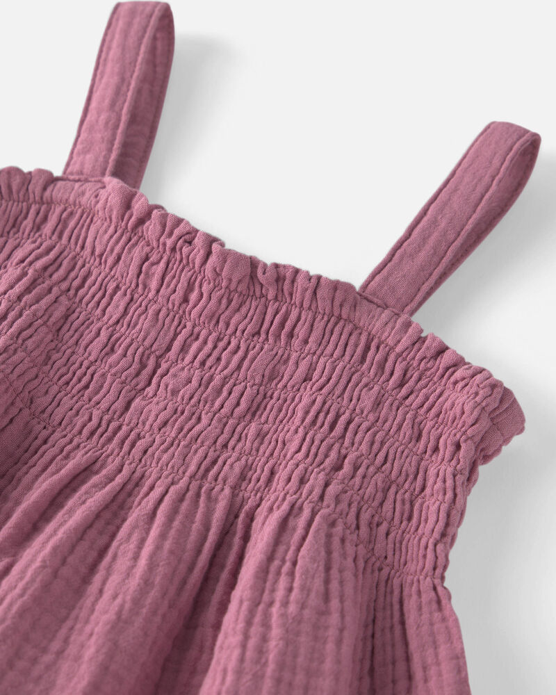 Tout-petit fille - Robe en gaze &agrave; smocks en coton biologique, image 5 sur 6 diapositives