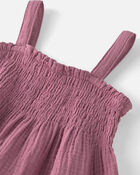 Tout-petit fille - Robe en gaze &agrave; smocks en coton biologique, image 5 sur 6 diapositives