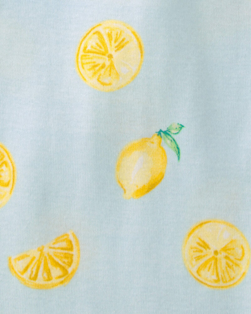 Girls Lemon 100% Cotton Snug Fit 4-Piece Pyjama Set - Blue/Yellow, image 3 of 4 slides