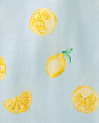 Girls Lemon 100% Cotton Snug Fit 4-Piece Pyjama Set - Blue/Yellow, image 3 of 4 slides