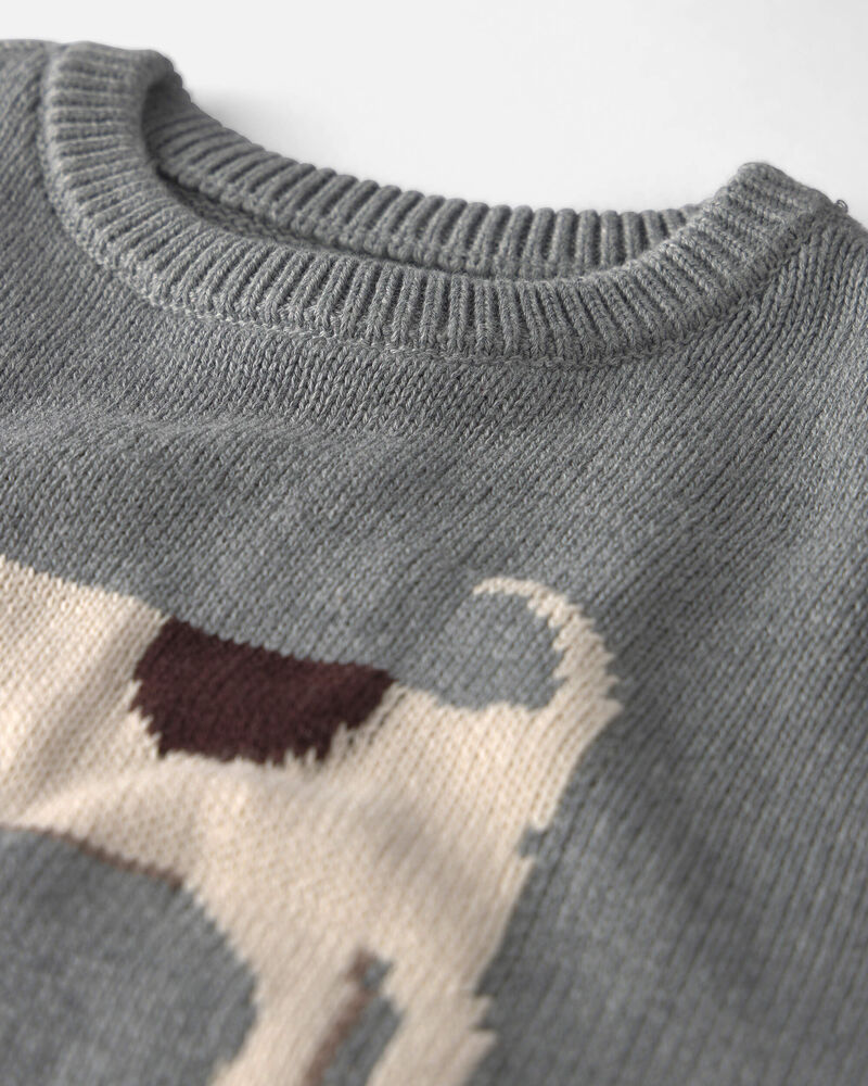 Kids Organic Cotton Dog Sweater Knit Pullover, image 2 of 4 slides