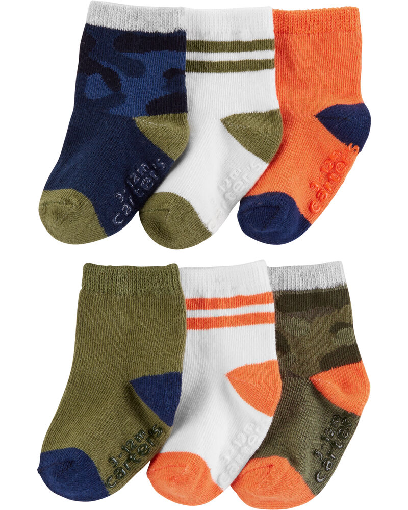 Emb de 6 chaussettes mi-mollet à camouflage/rayures, image 1 sur 1 diapositives