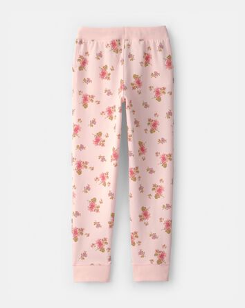 Filles - Pantalon de jogging en tricot avec cordon de serrage, floral - Rose, 