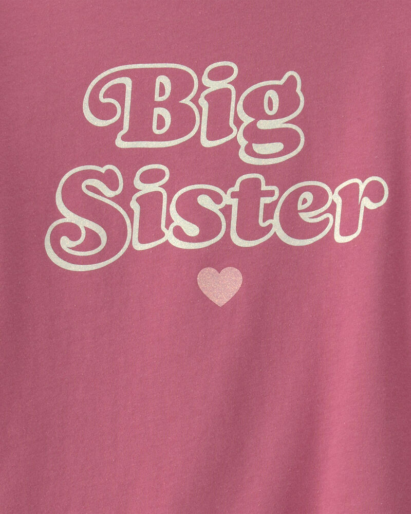 Girls 'Big Sister' Long-Sleeve Graphic Tee - Pink, image 2 of 3 slides