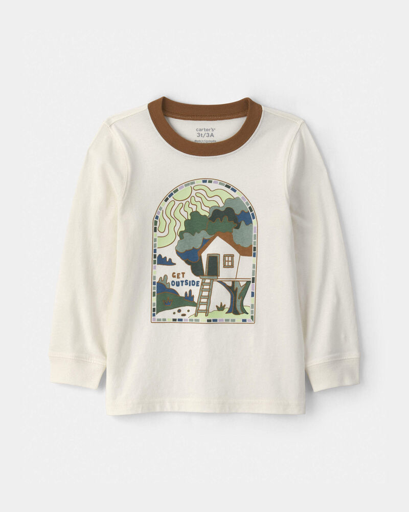 Toddler Boy 'Get Outside' Long-Sleeve Graphic Tee - Ivory, image 1 of 3 slides