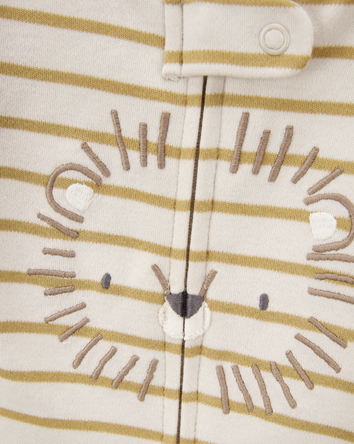Baby Boy Lion Striped 2-Way Zipper Cotton Sleeper pyjamas, 