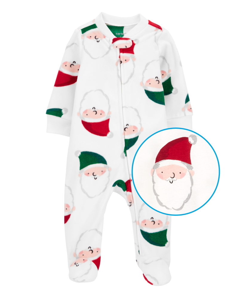 Baby Santa Zip-Up Fleece Sleeper Pyjamas, image 2 of 4 slides