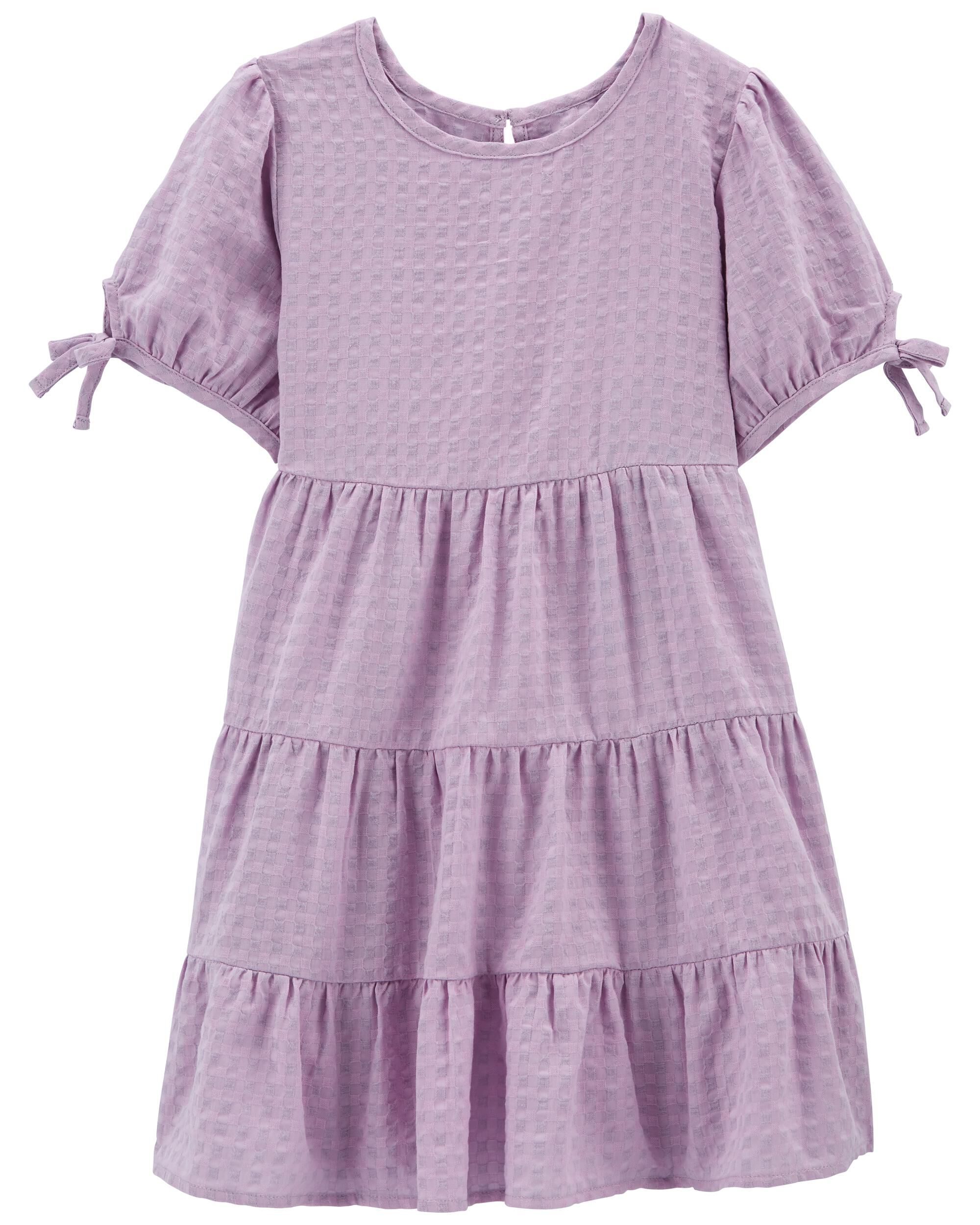 Purple Seersucker Tiered Peasant Dress Carter s Oshkosh Canada