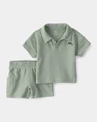 B&eacute;b&eacute; gar&ccedil;on - Ensemble de haut et de short en 2 pi&egrave;ces - Vert, image 1 sur 5 diapositives