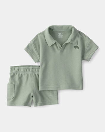 Baby Boy 2-Piece Top & Short Set - Green, 