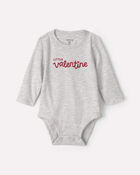 Baby 'Little Valentine' Long-Sleeve Graphic Bodysuit - Grey, image 1 of 3 slides
