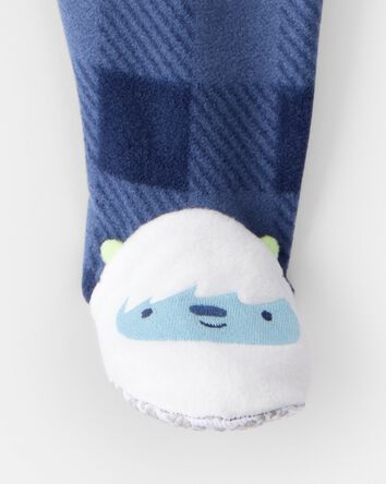 Tout-petit gar&ccedil;on - Pyjama 1 pi&egrave;ce ample en molleton &agrave; carreaux et &agrave; y&eacute;ti - Bleu, 