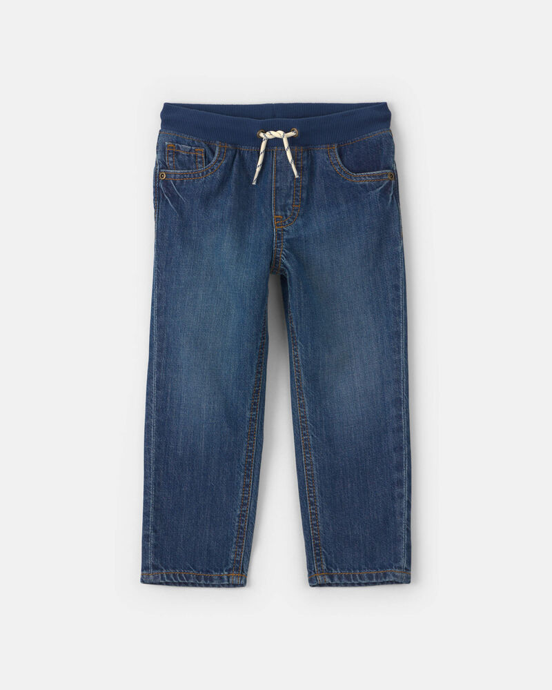 Jeans &agrave; enfiler en denim pour tout-petit - D&eacute;lav&eacute; fonc&eacute;, image 1 sur 3 diapositives