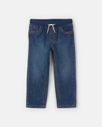 Jeans &agrave; enfiler en denim pour tout-petit - D&eacute;lav&eacute; fonc&eacute;, 