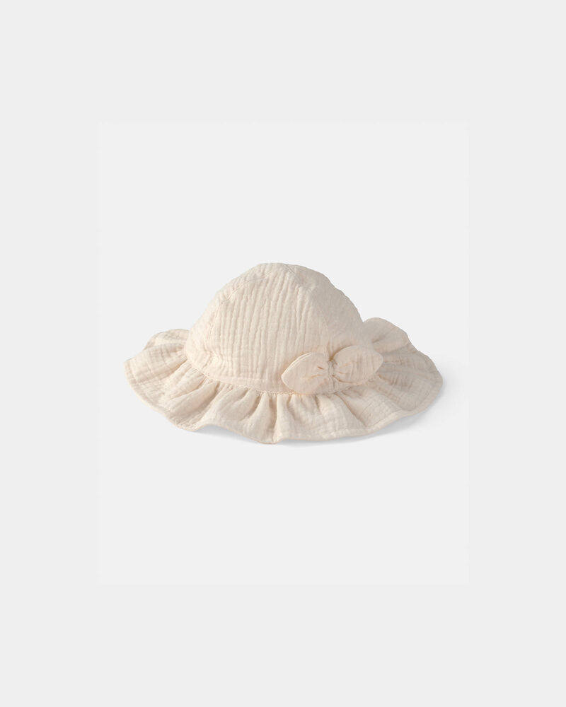 B&eacute;b&eacute; fille - Chapeau de soleil avec n&oelig;ud - Ivoire, image 1 sur 2 diapositives