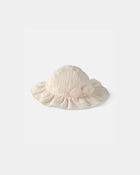 B&eacute;b&eacute; fille - Chapeau de soleil avec n&oelig;ud - Ivoire, image 1 sur 2 diapositives