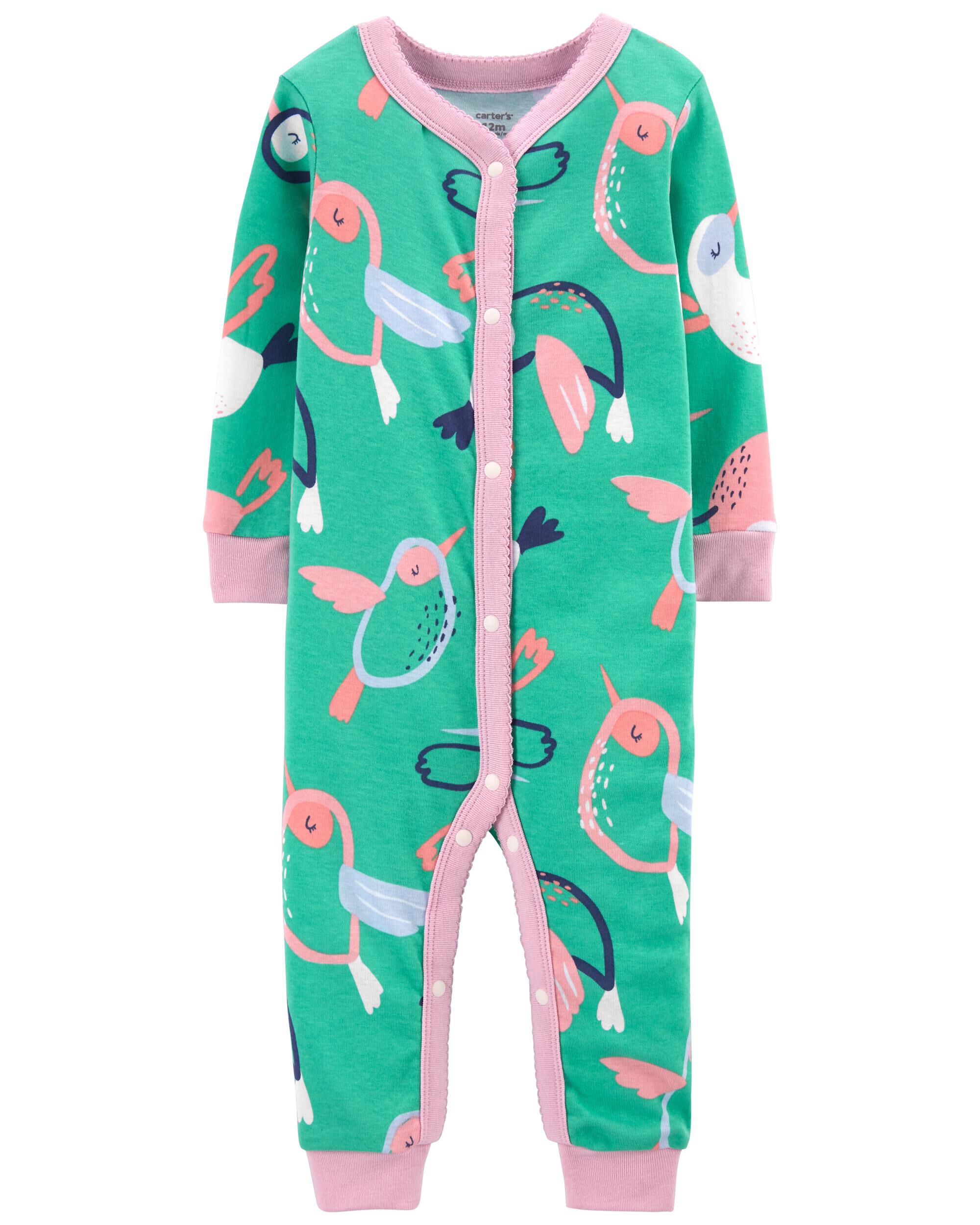 Multi 1 Piece Hummingbird Snap Up Footless PJs Carter s Oshkosh