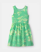 Girls Tropical Floral Sleeveless Knit Dress - Green, image 1 of 4 slides