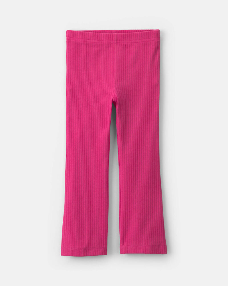 Toute-petite fille - Legging extensible en tissu c&ocirc;tel&eacute; &agrave; jambe &eacute;vas&eacute;e - Rose, image 1 sur 3 diapositives