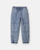 Boys Denim Relaxed Joggers - Light Wash, image 1 of 4 slides