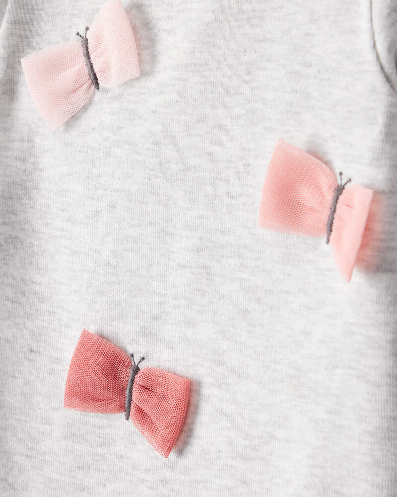 Baby Girl Butterfly Long-Sleeve Bodysuit & Pant Set - Grey/Pink, image 2 of 5 slides