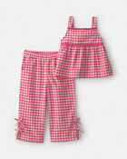 Tout-petit fille - Ensemble 2 pi&egrave;ces haut et pantalon &agrave; carreaux - Rouge, image 1 sur 2 diapositives