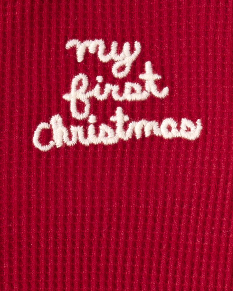 Baby My First Christmas Cotton Sleeper - Red, image 4 of 5 slides