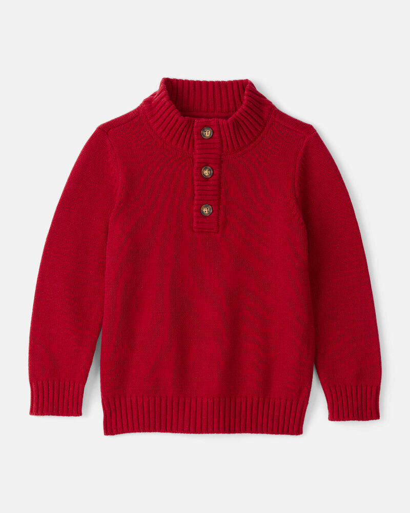 Toddler Boy Red Pullover Sweater -Red, image 1 of 3 slides